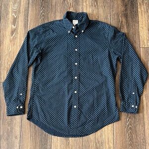 Brooks Brothers Regent Men's Medium Navy Blue Button Down Shirt Floral Pattern